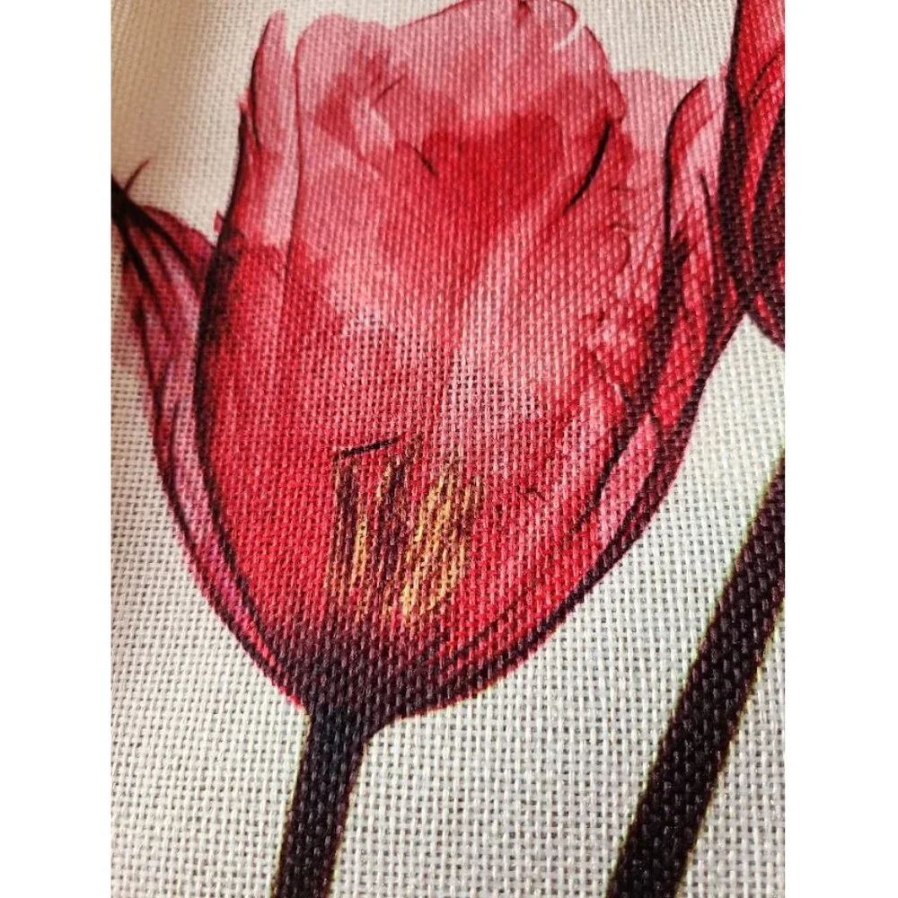 Floral Table Runner Spring Decor Farmhouse Cottage Dining Red Decorative Cloth